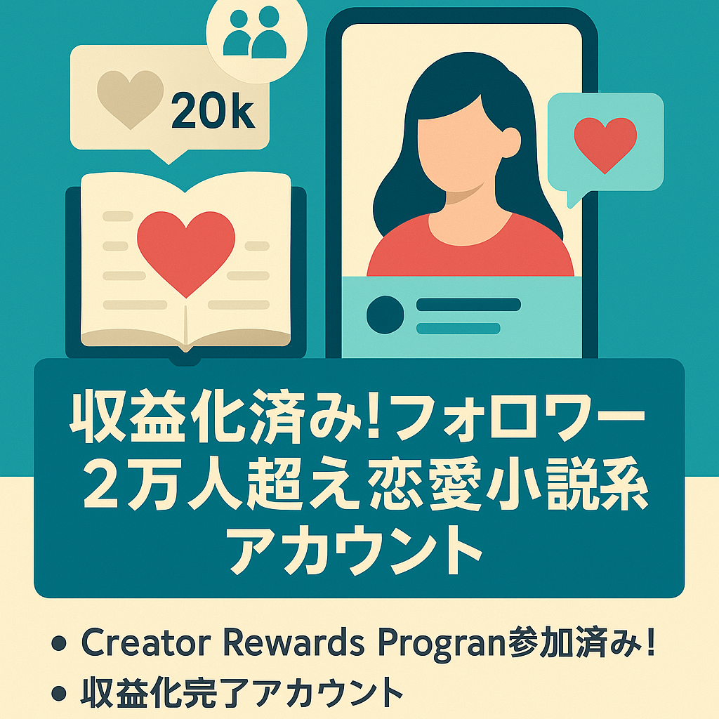 収益化済み！フォロワー2万人超え！恋愛小説系アカウント