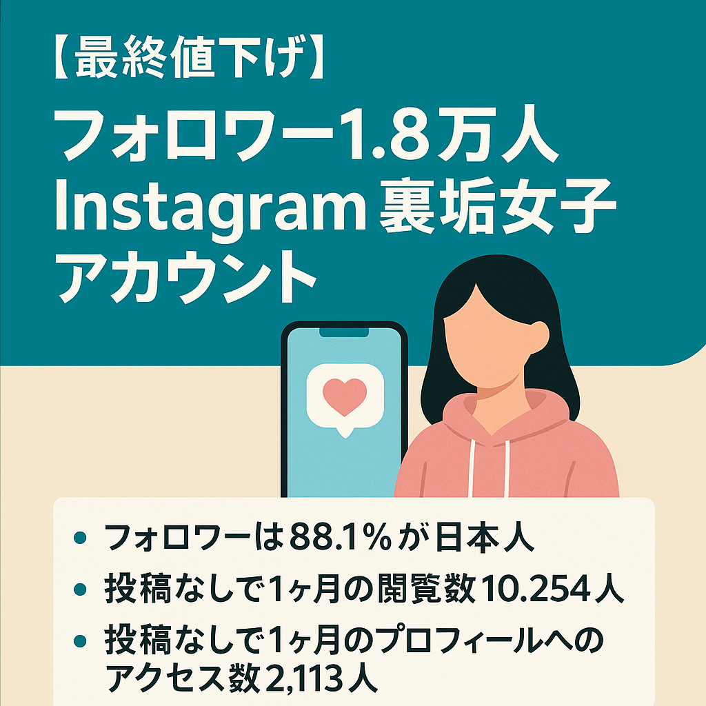 【最終値下げ】フォロワー1.8万人  Instagram 裏垢女子アカウント フォロワー88.1パーセント日本人