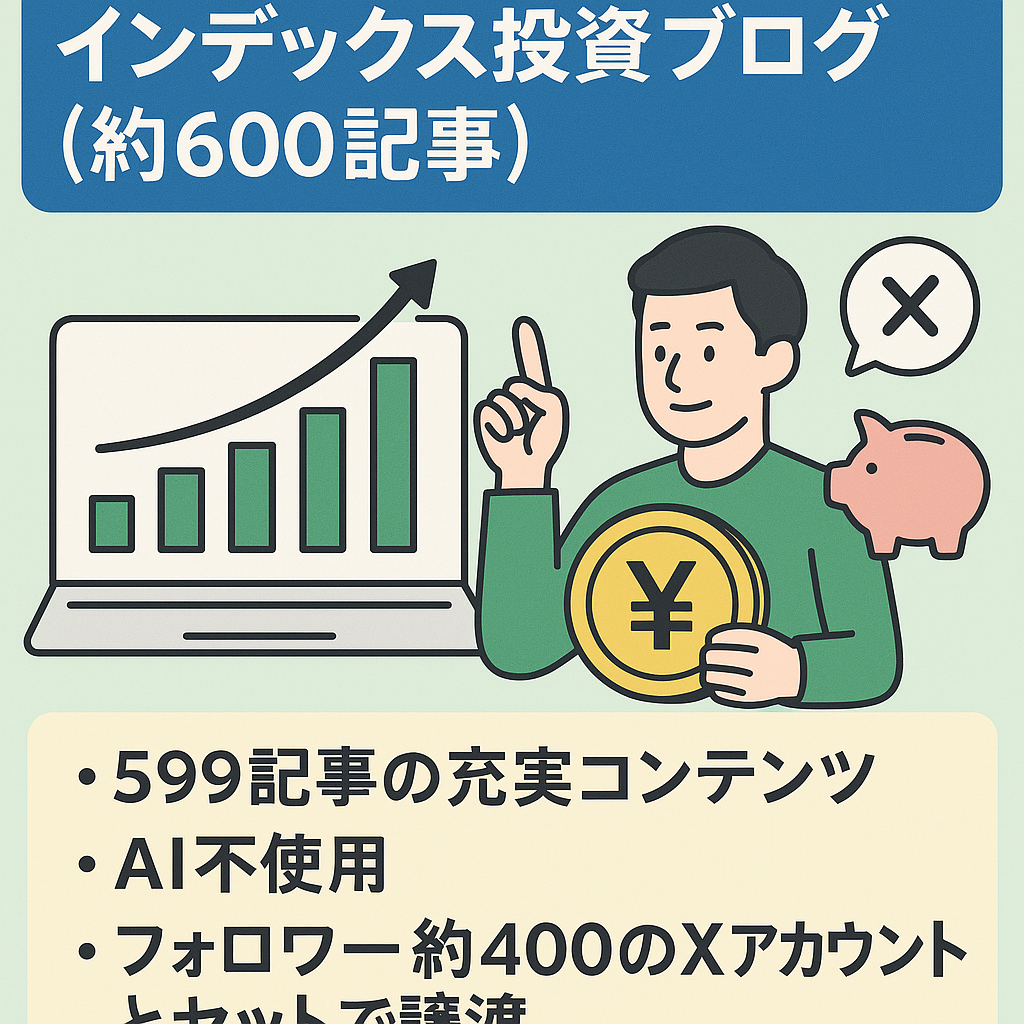 インデックス投資を中心とした投資×節約の資産形成ブログ【約600記事：AI不使用】