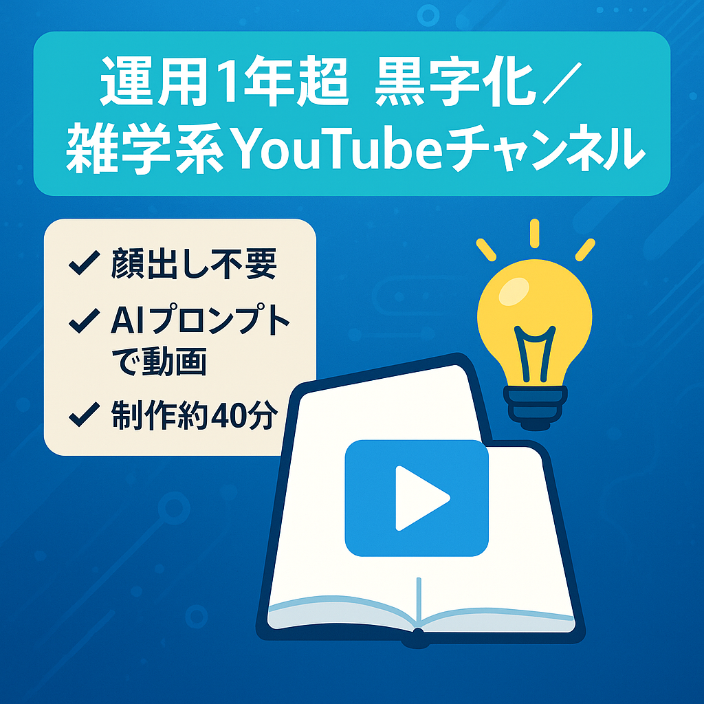 収益黒字化済み　人気の雑学系YouTubeチャンネル　運用実績1年以上