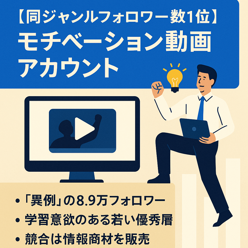 【同ジャンルフォロワー数1位/副業未経験でも運用可能/値段交渉あり】モチベーション動画、自己啓発アカウントで意識高いフォロワーを集客