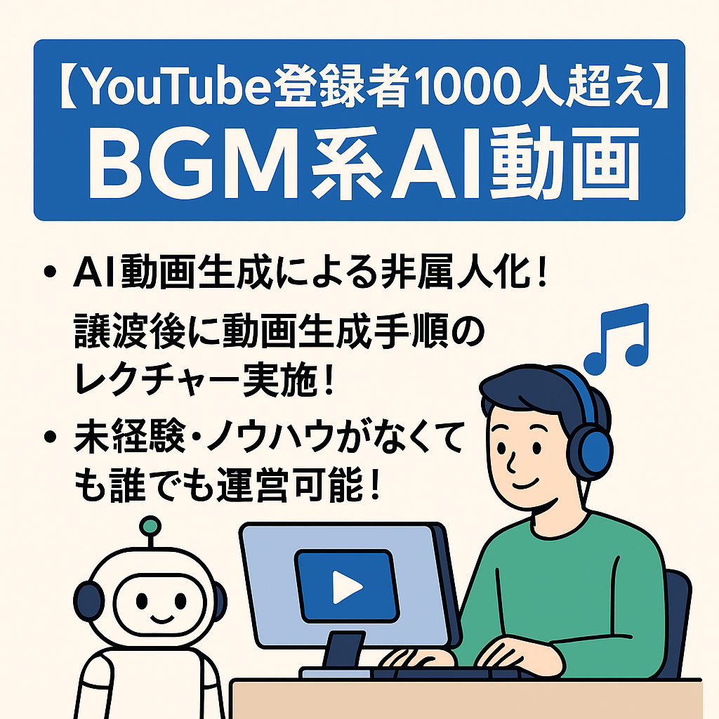 訳あり：【Youtube登録者1000人超え】BGM系AI動画生成・再収益化まであと一歩