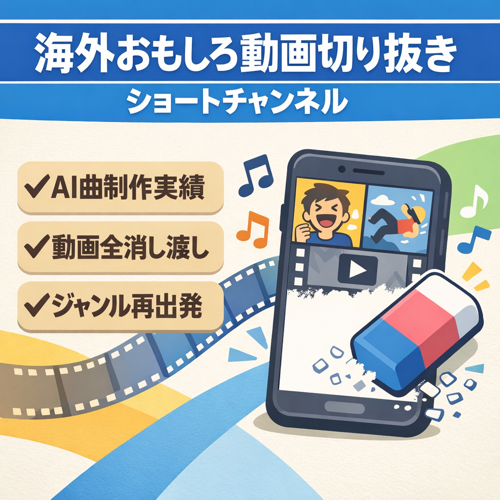 訳あり：海外の面白動画の切り抜きショートを中心に展開しているチャンネルです。更に動画ではAIにより作成した楽曲を載せています。