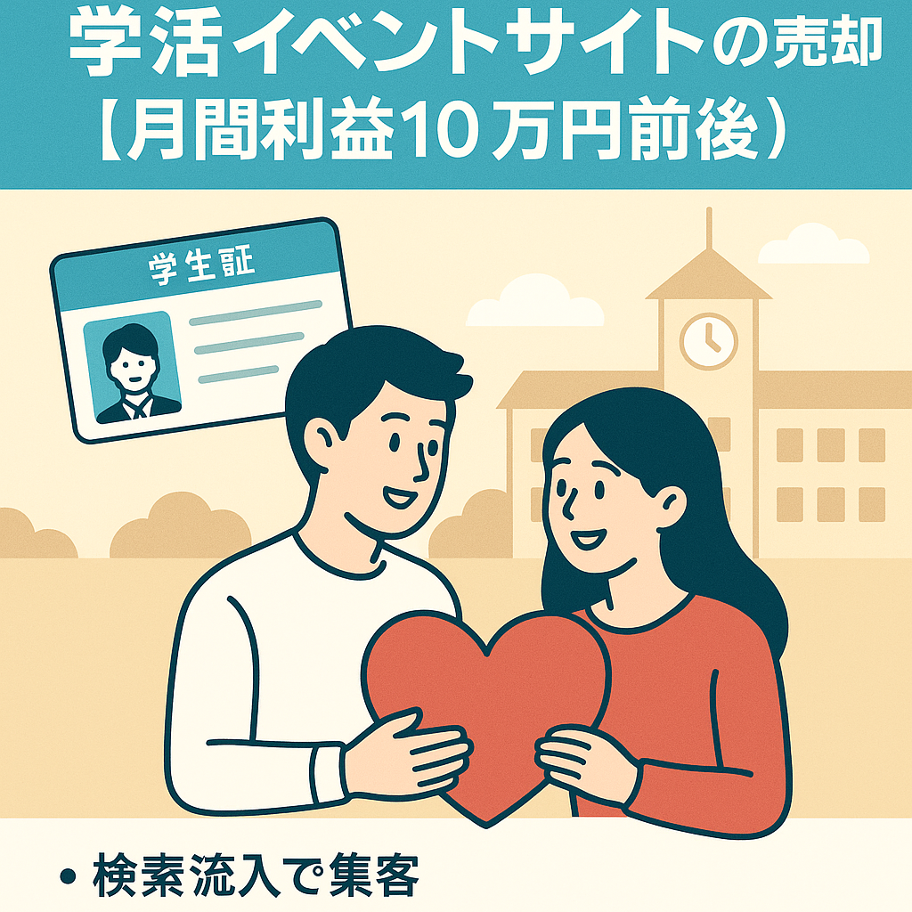 学生限定恋活イベントサイトの売却【月間利益10万円前後】