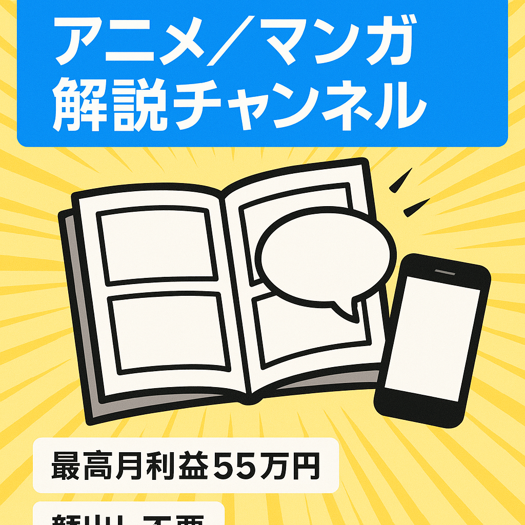 【放置でも収益あり、属人性なし】アニメ・マンガ系の解説チャンネル  ※100万再生越え動画あり！