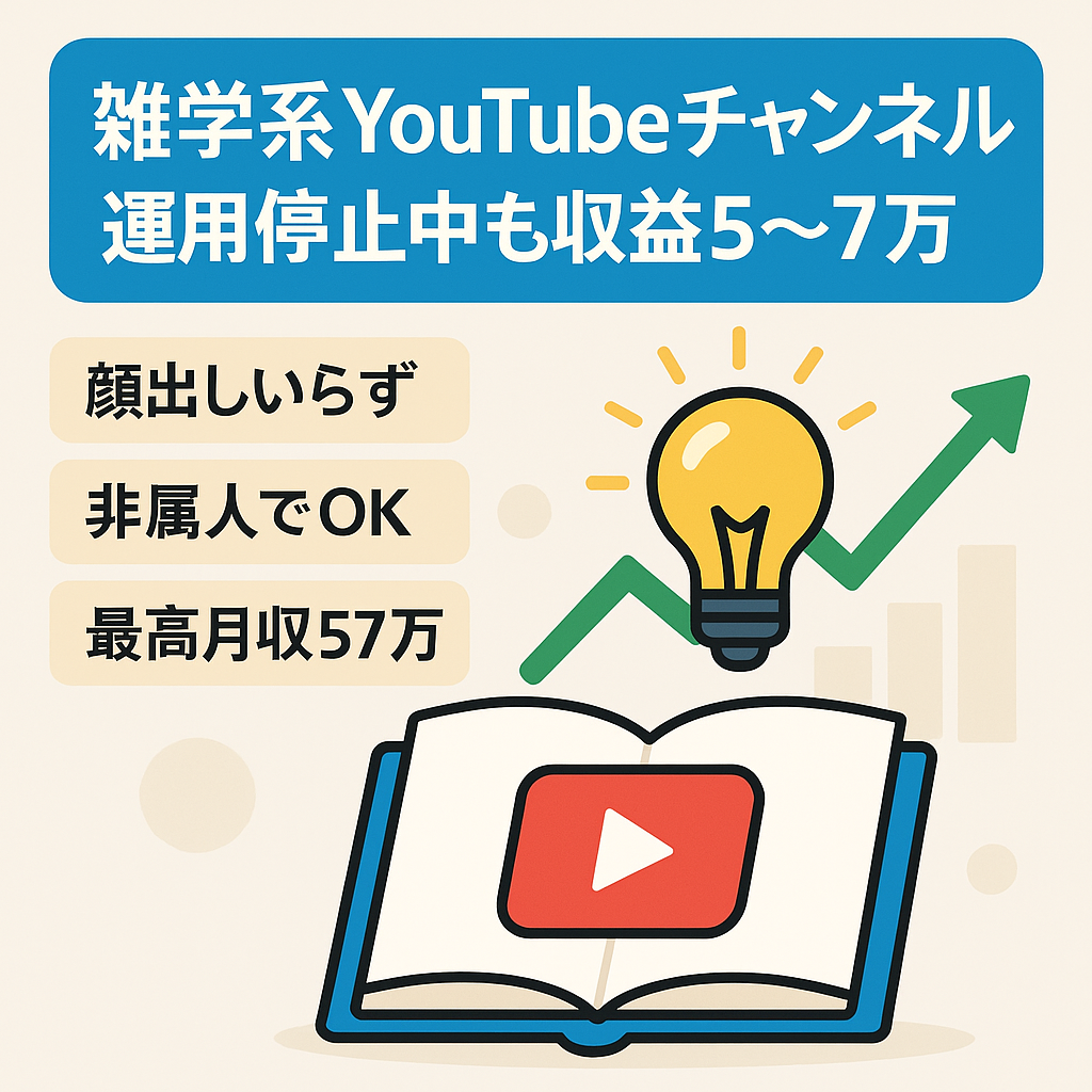 【雑学系YouTubeチャンネル】顔出し不要・非属人/運用停止中も毎月5〜7万円の収益が発生中