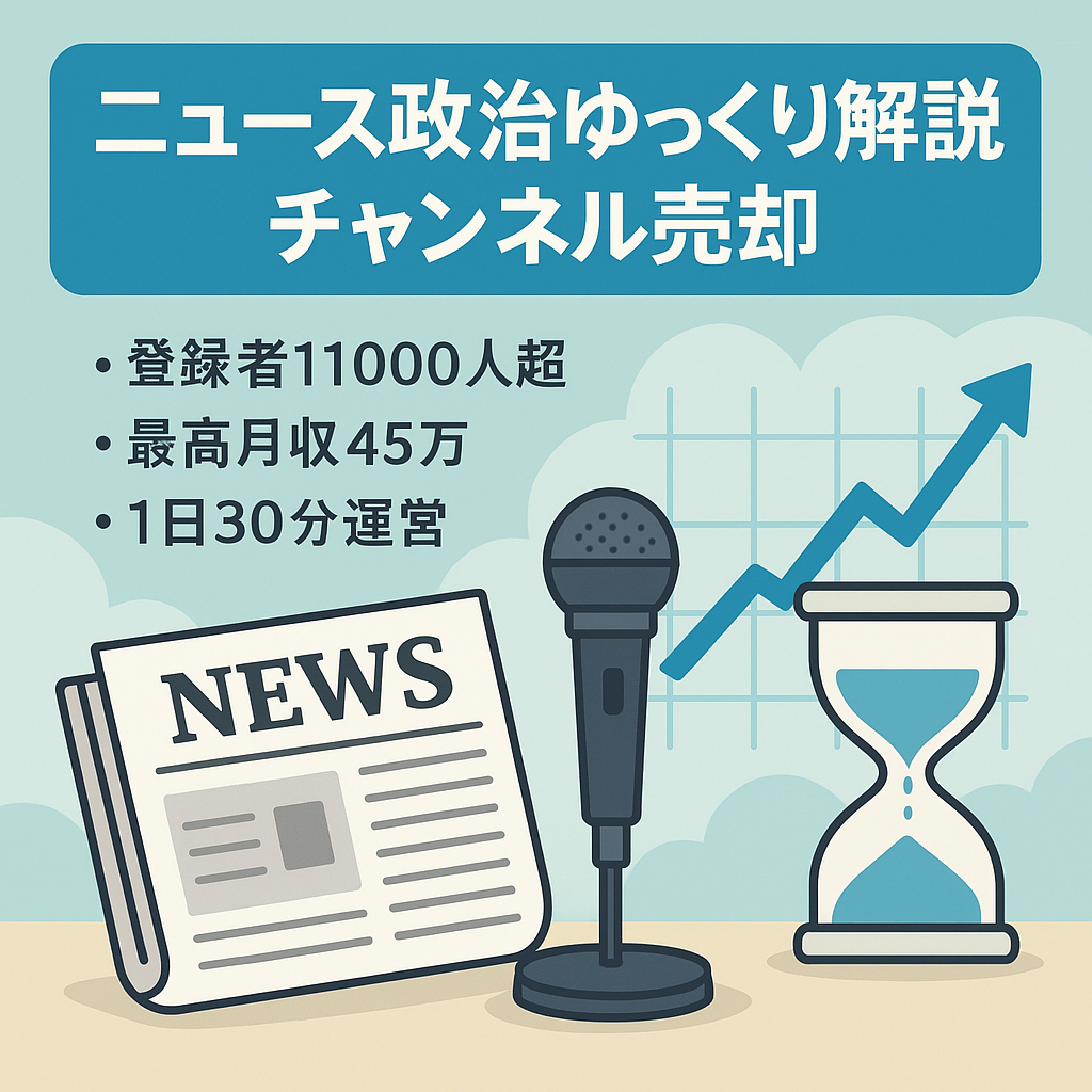 【最高月収45万/登録者11,000人超/属人生無し】ニュース・政治ジャンル・ゆっくり解説チャンネル