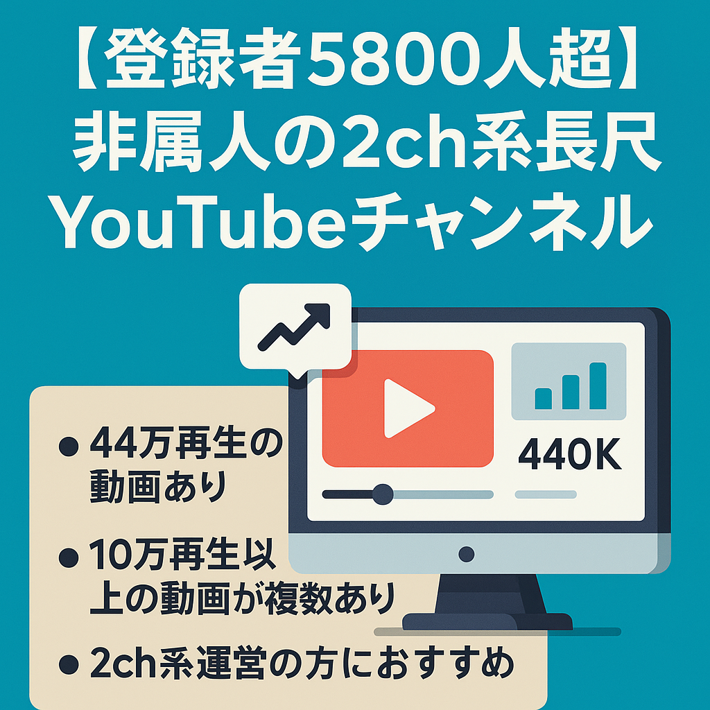 訳あり：【登録者5800人超】非属人の2ch系長尺YouTubeチャンネル