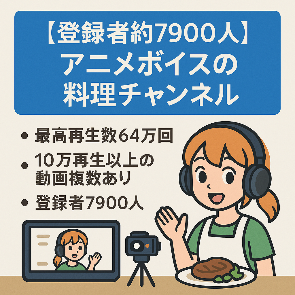 訳あり：[登録者約7900人]　アニメボイスで料理動画チャンネル
