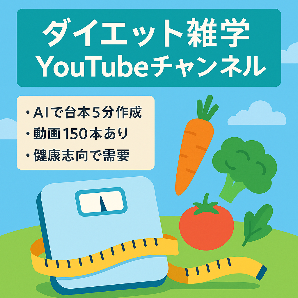 【最高収益月51万】ダイエット雑学チャンネル　AIですぐ台本作成可能