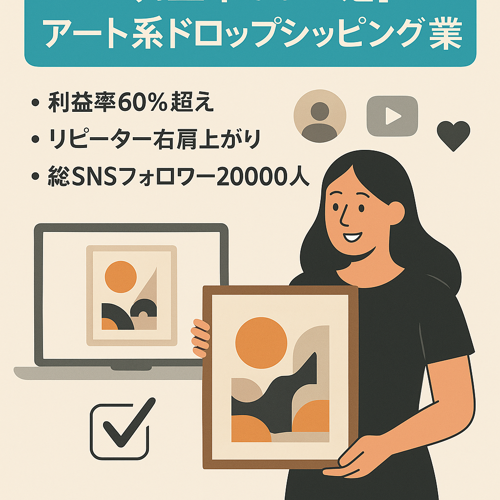 【利益率60％超 ドロップシッピング事業 総SNSフォロワー2万人超え】アート系オーダーメイド商品 最高月売上約50万円 YouTube登録者14000人 Tiktokフォロワー7000人