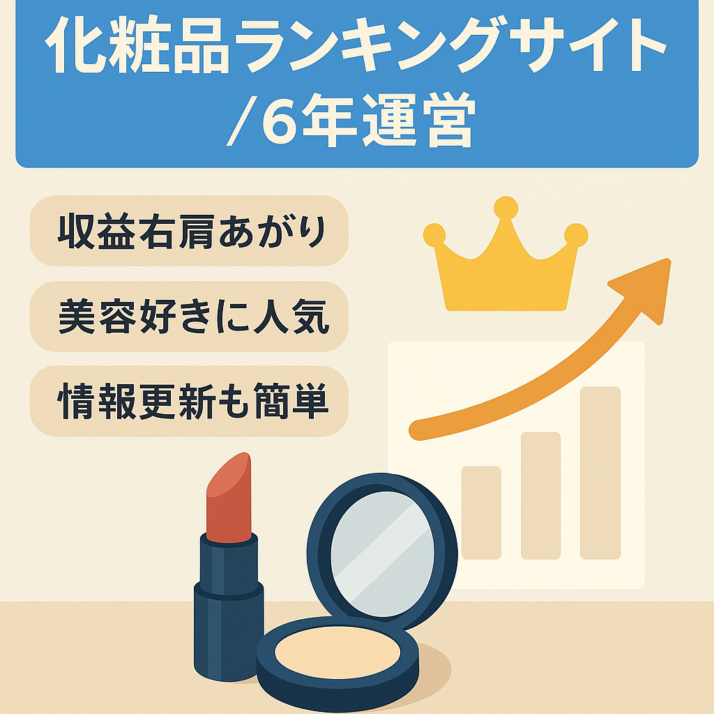 【運営歴6年】化粧品のランキングサイト！収益上昇中！