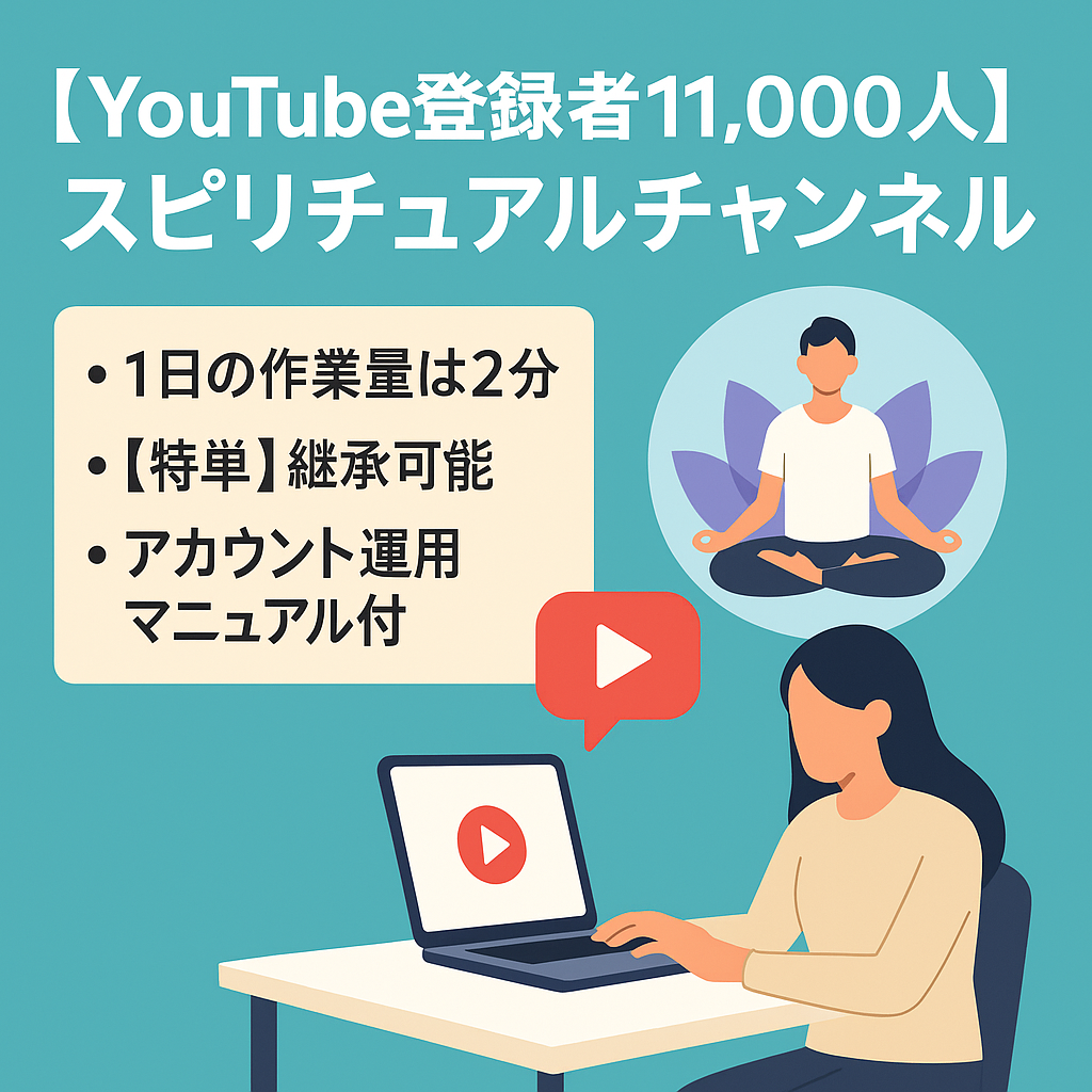 【YouTube登録者11000人】属人性無し。誰でも運用可能。スピリチュアルアカウント（アフィリエイト特単付）・ショート動画メイン、一日作業時間20分、【スピード優先】