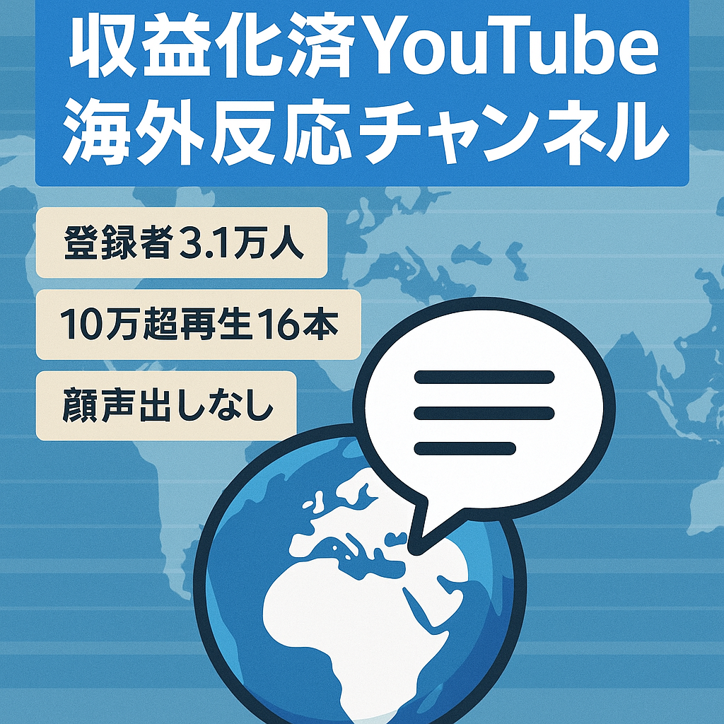 【収益化済み/登録者数31700人】【注意事項あり】2023年1～11月収益66万円　海外の反応系チャンネル　運営2020年6月～　総再生数680万回　動画本数400本以上