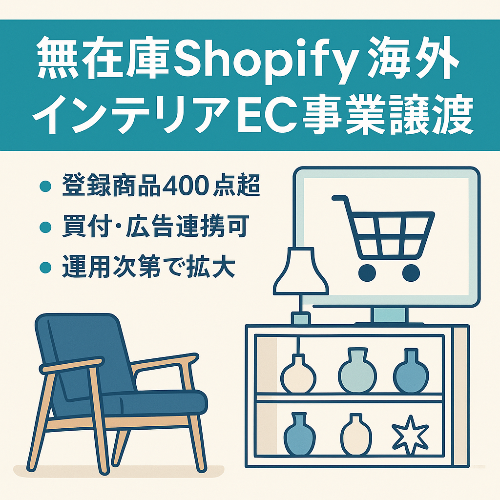 横展開可能！【shopify無在庫販売】海外インテリア・雑貨｜EC事業譲渡
