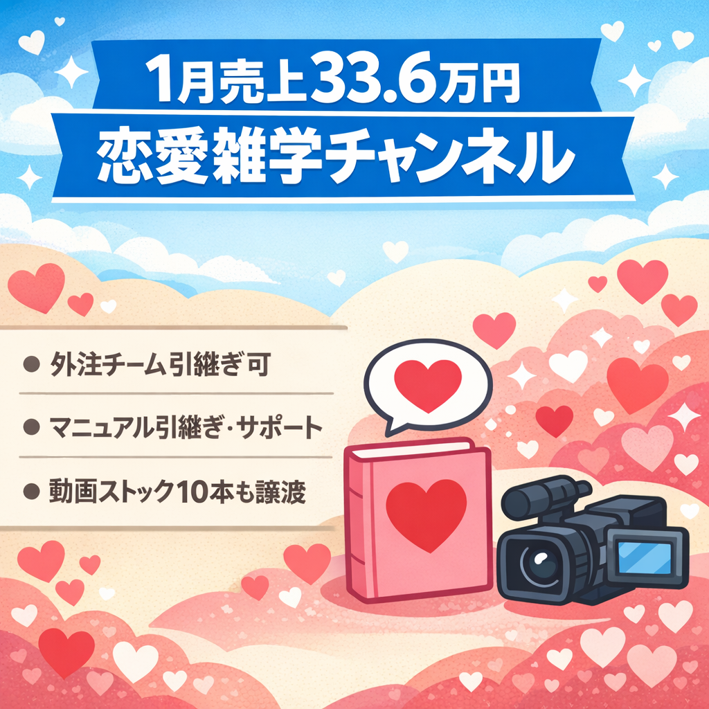 【1月売上33.6万円】恋愛雑学の解説チャンネル【外注・マニュアル引継可・サポートあり】