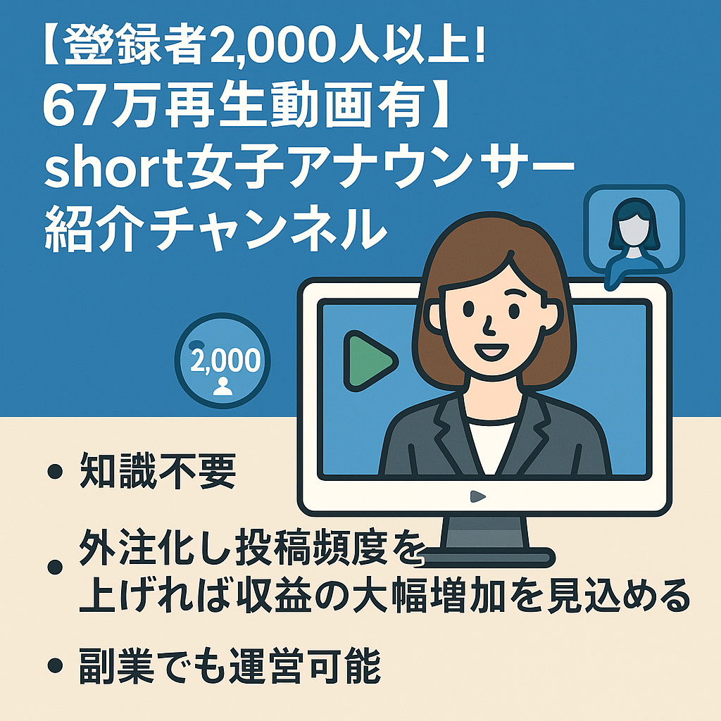 【登録者2,000人以上！67万再生動画有】short女子アナウンサー紹介チャンネル【フル外注可能】非属人性運用可