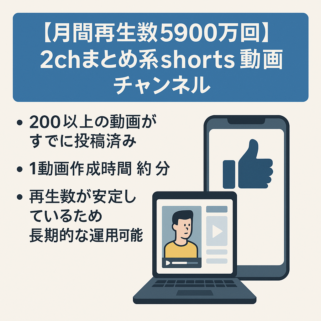 【月間再生数5900万回】【編集から投稿まで約5分】2chまとめ系shorts動画チャンネル【今月収益約46万】