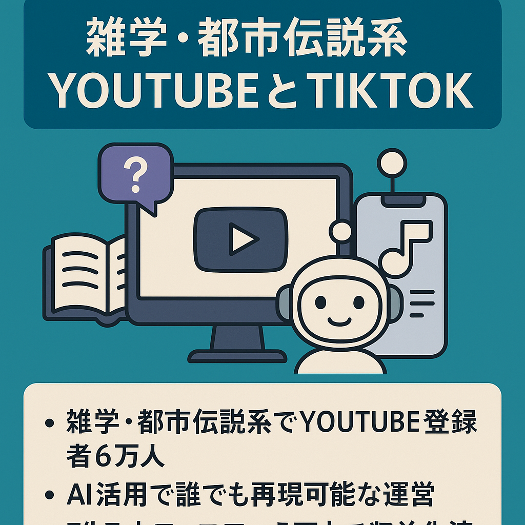【非属人AI音声運営】YouTube登録者6万人・TikTokフォロワー5万人の雑学・ミステリー・都市伝説系のYOUTUBEとTIKTOKのまとめ売り