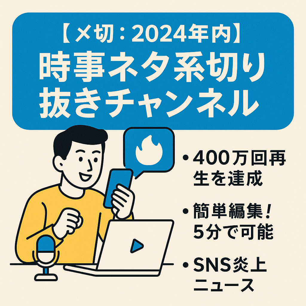 切り抜き：【〆切：２０２４年内】ミリオン動画多数！！　平均再生回数４０万回超えの時事ネタ系チャンネル