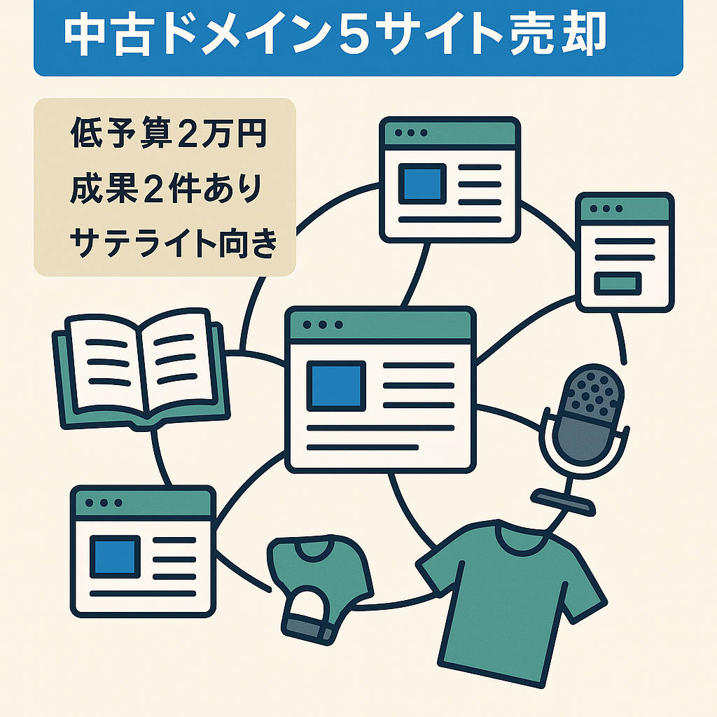 教育・アイドル・古着等（中古ドメイン）の小規模サイト5サイトまとめ売りします