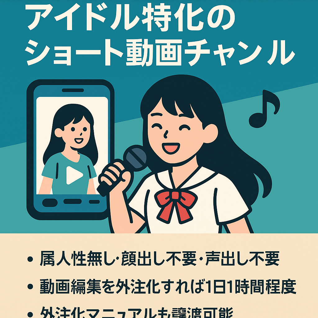 【最高月間収益33万円】アイドル特化のショート動画チャンネル