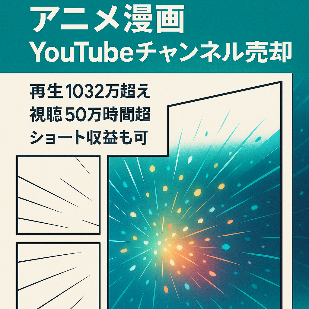 【登録者1.4万/総再生1000万回超え】アニメ漫画youtubeチャンネル！265万再生動画あり！最高収益月41万円。