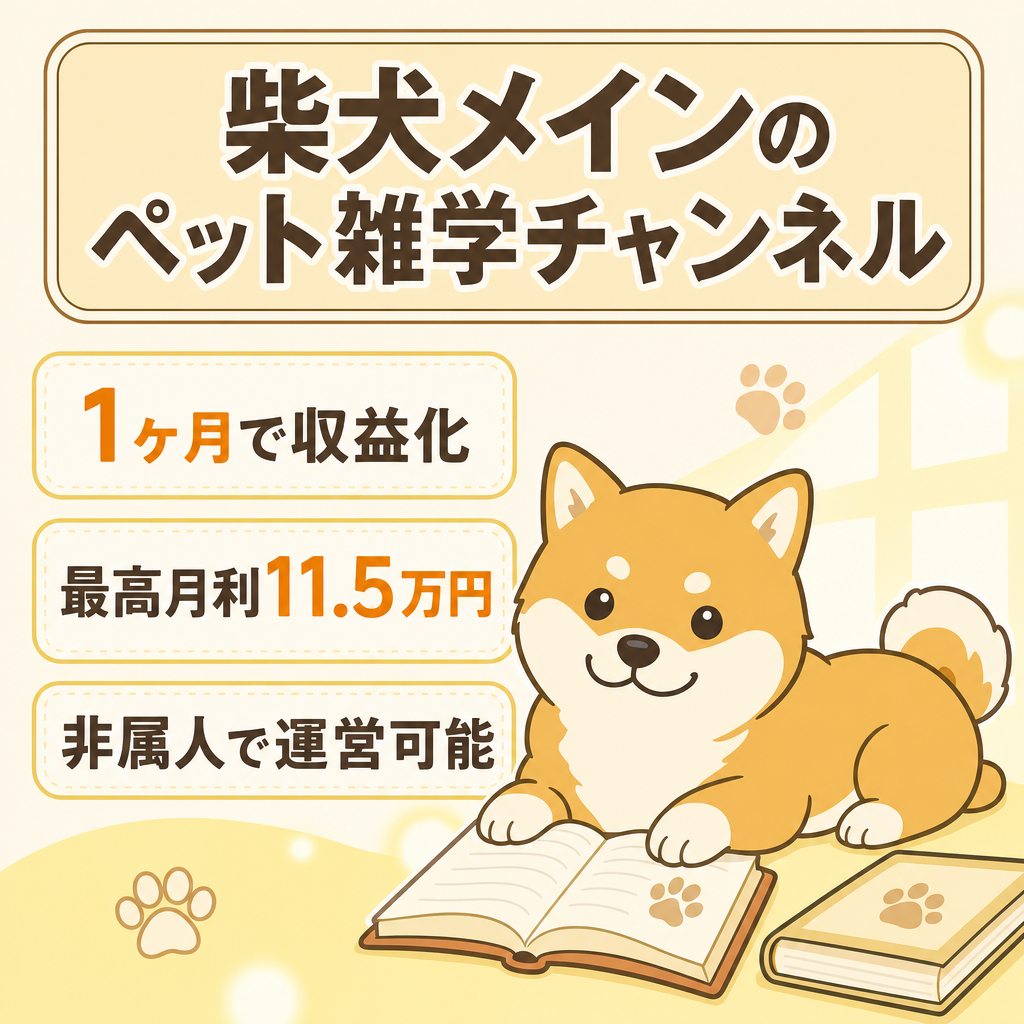 【月利11万超】1ヶ月で収益化達成！柴犬メインの癒やし系ペット特化－犬雑学チャンネル（非属人運営）