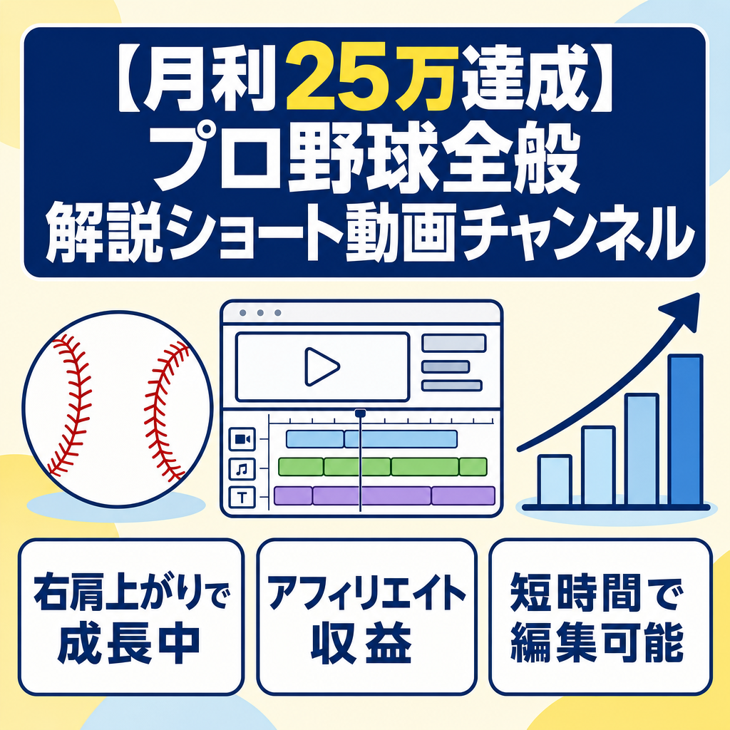 【月利25万達成】プロ野球全般解説ショート動画チャンネル