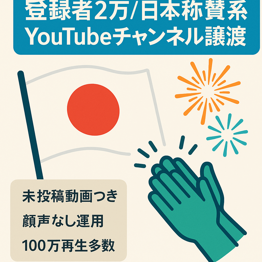 【登録者2万人／ショート100万再生多数】未投稿動画付き・即運用OKの日本称賛系YouTubeチャンネル譲渡します！ 【マニュアルあり・非属人・完全外注可能】