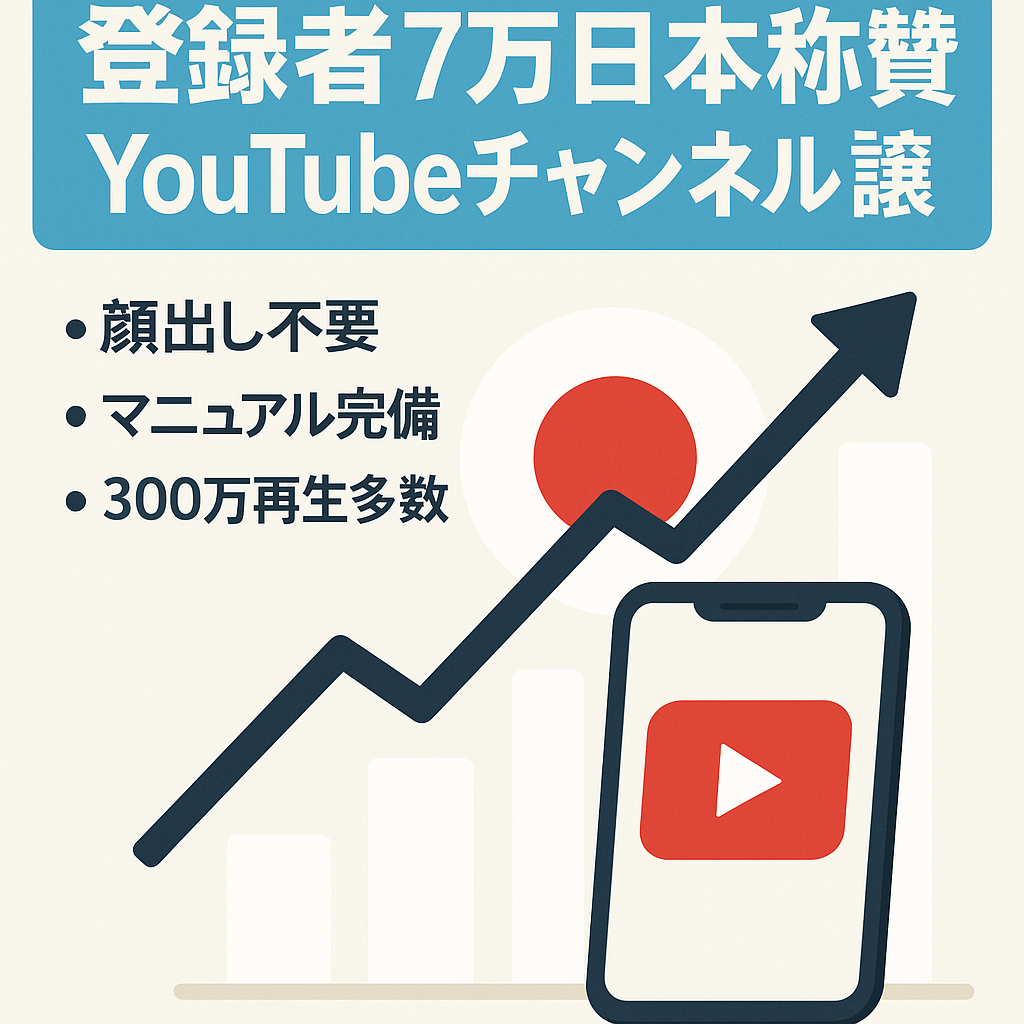 【登録者７万人／ショート300万再生多数】未投稿動画付き・即運用OKの日本称賛系YouTubeチャンネル譲渡します！ 【マニュアルあり・非属人・完全外注可能】