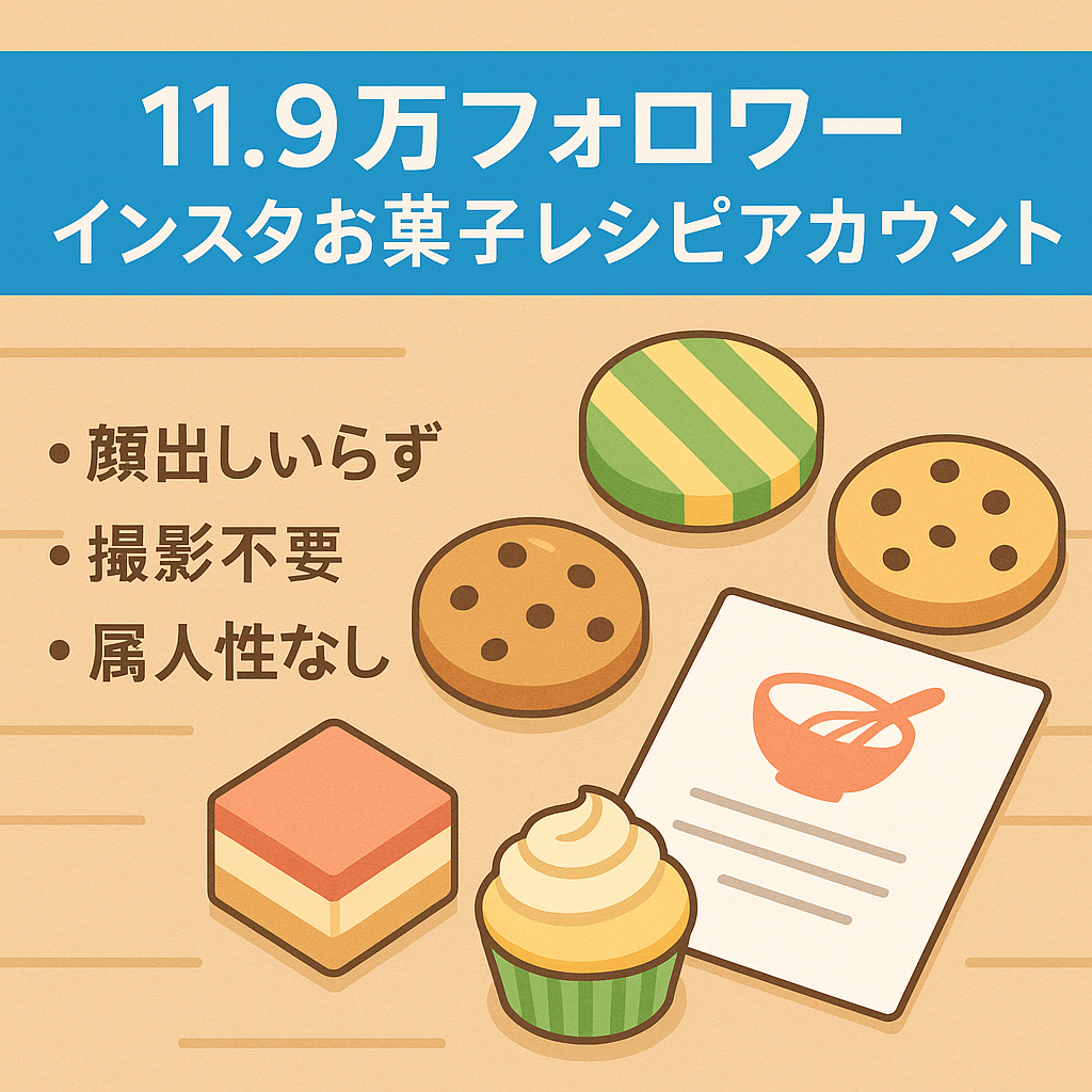 【インスタフォロワー11.9万人以上】カフェ気分！お菓子レシピのリポストアカウント(顔出しなし！/リポスト＋オリジナル運用)