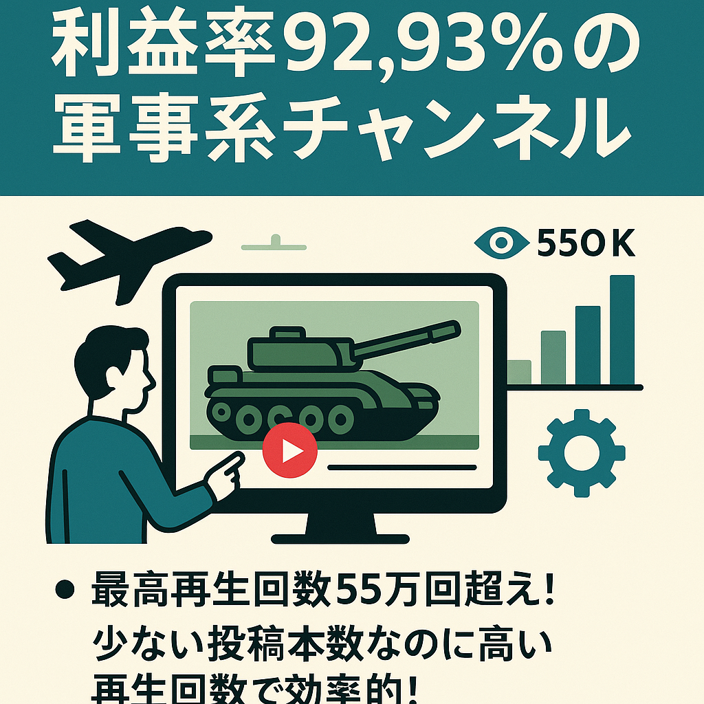 【3本目で収益化・非属人】利益率92.93%の軍事系チャンネルをお譲りします【AI完全自動化】