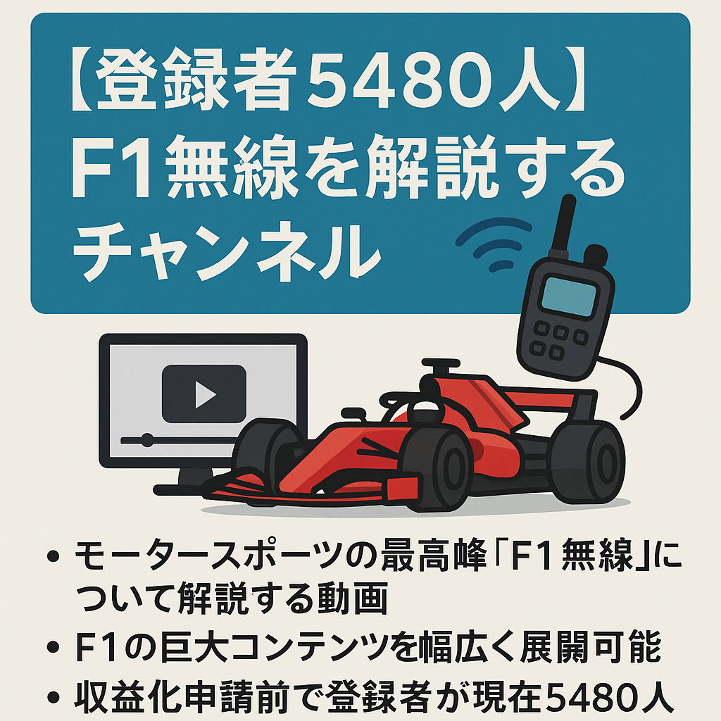【属人生なし・登録者5480人】F1無線を紹介するチャンネルです。【F1の解説系にも横展開できます！】