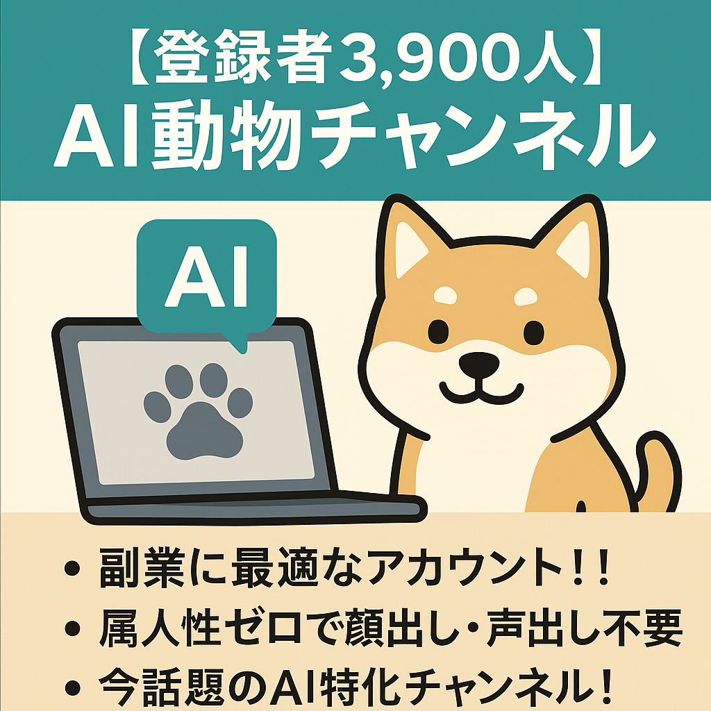 【登録者3,900人】AI動物アカウント×伸びしろ◎のバズアカウント