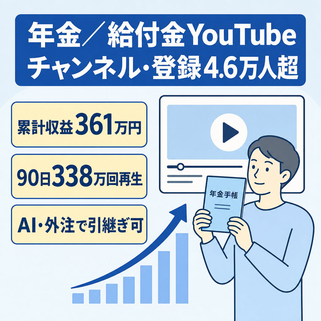 登録4.6万人越え｜年金・給付金特化YouTubeチャンネル｜月収110万越え