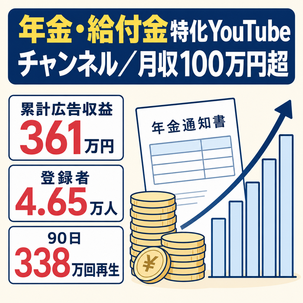 登録4.6万人越え｜年金・給付金特化YouTubeチャンネル｜月収100万円以上