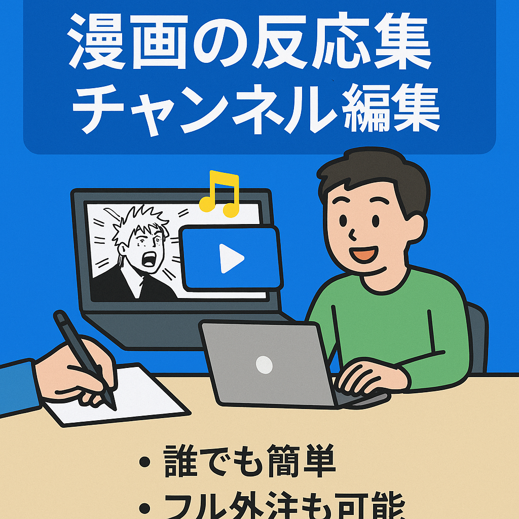 【早い者勝ち】登録者１万人超！大人気ジャンプ漫画の反応集チャンネル編集【誰でも簡単/フル外注も可能】【価格交渉OK】