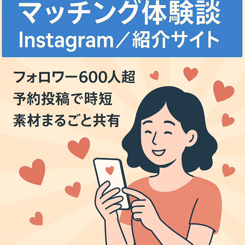 Instagramフォロワー数600人以上 / マッチングアプリの体験談紹介Instagramアカウントとマッチングアプリの紹介サイトのセット