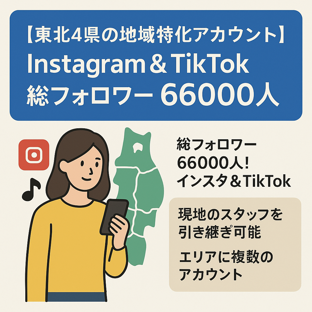 【東北4県の地域特化型アカウント】InstagramとTikTokアカウント総フォロワー66000人
