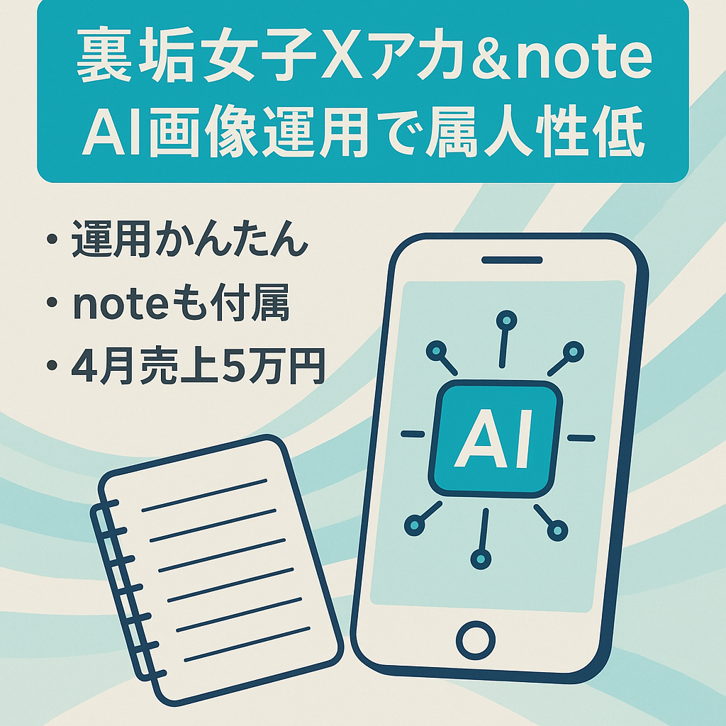 【4月売上5万円】AI画像利用で属人性の少ない裏垢女子Xアカウント｜note記事&アカウントも譲渡