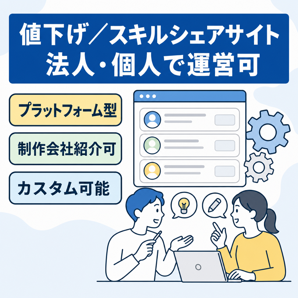 値下　スキルシェアサイト　  法人でも個人でも運営可能