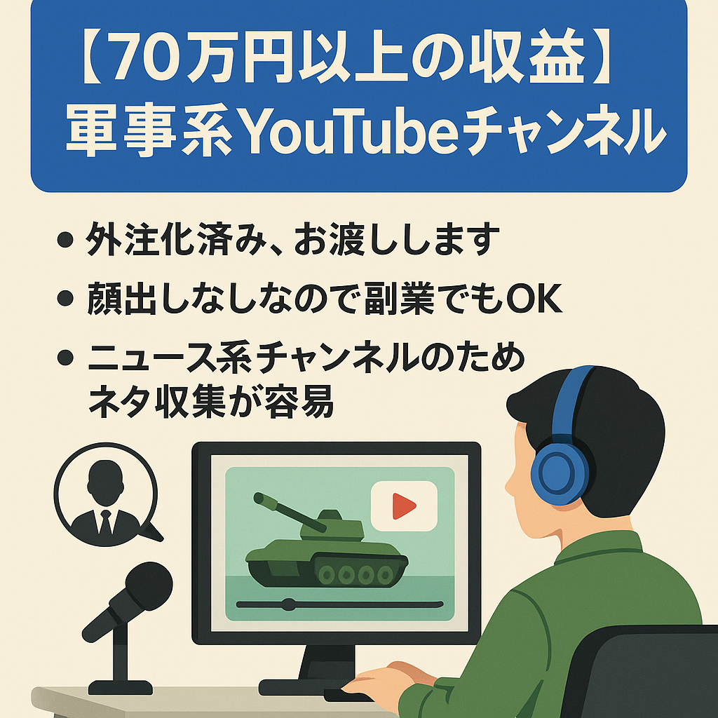 【70万円以上の収益】完全外注化で収益化後半年で300万円の利益！登録者数1.6万人超えの軍事系YouTubeチャンネル