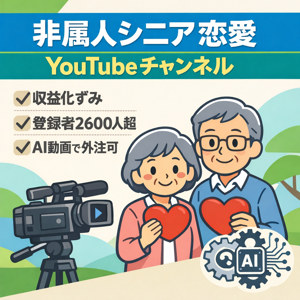 【収益化済み/登録者2600人超】非属人シニア恋愛系YouTubeチャンネル