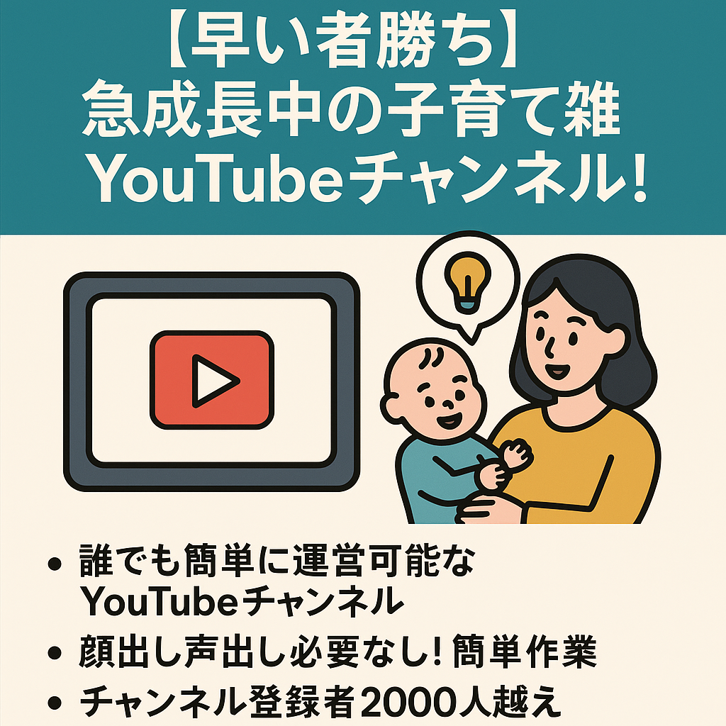 【早い者勝ち】現在急成長中の子育て雑学YouTubeチャンネル！