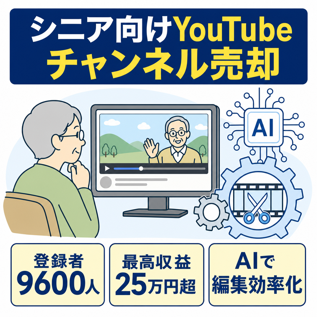 【AI活用】最高収益25万円超え！シニア向けYouTubeチャンネル（登録者9,600人以上）