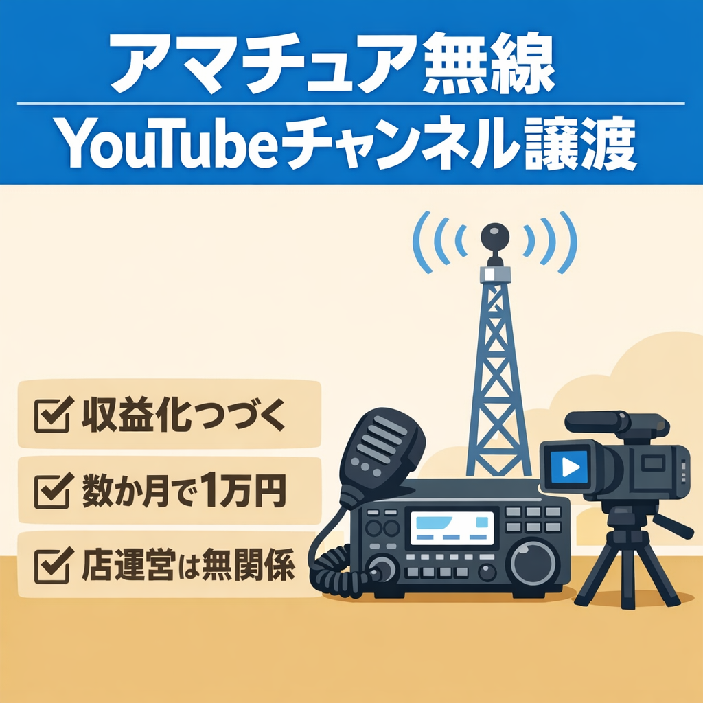 【アマチュア無線ショップ】YouTubeチャンネル引継ぎ者募集（ショップ経営とは無関係）収益化継続中（現状数か月に1万円程度の収益）