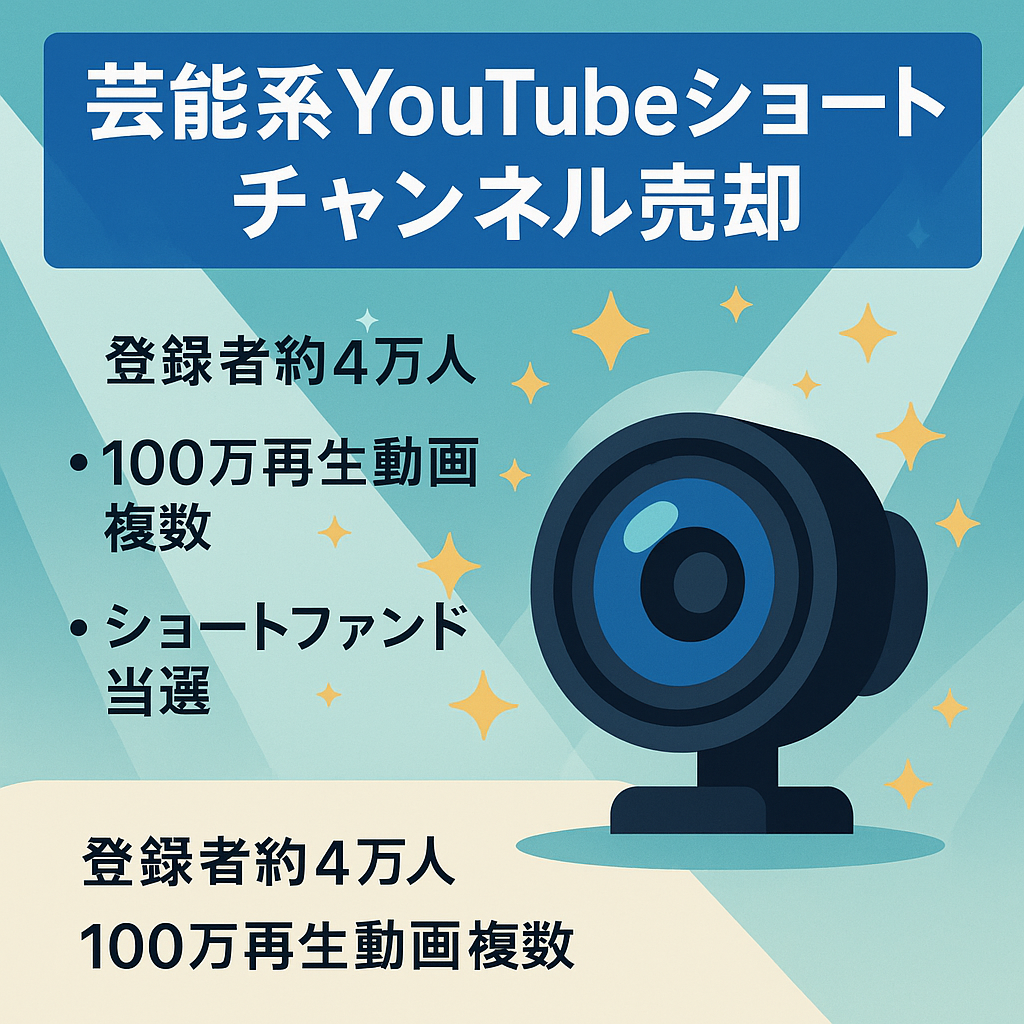 【登録者約4万人/ショートファンド当選歴あり】芸能系YouTubeショート動画チャンネル。フル外注で運営可能！【属人性なし】