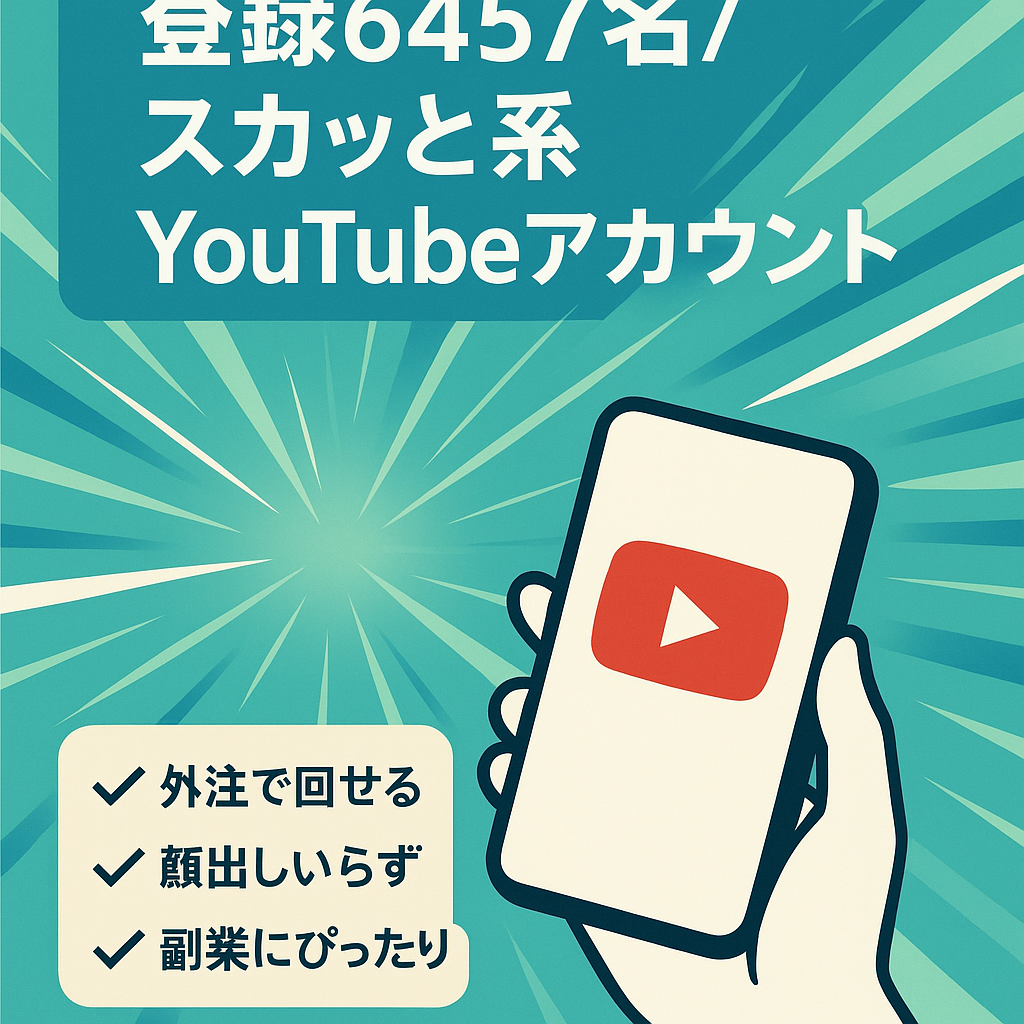 【収益化済み！チャンネル登録者6,457名】顔出し不要のスカッと系YouTubeのアカウント譲渡！