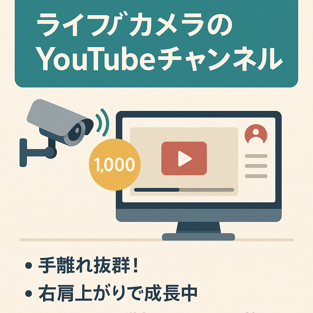 【登録者1,000人以上】定点カメラで毎月YouTube収益を獲得！東京都心に設置したライブカメラの事業譲渡